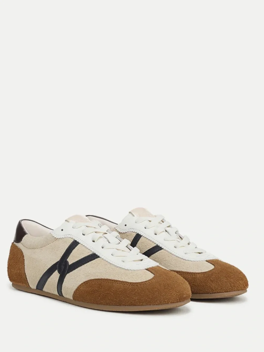 Veronica Beard Beige, Brown & Navy Suede Sneakers